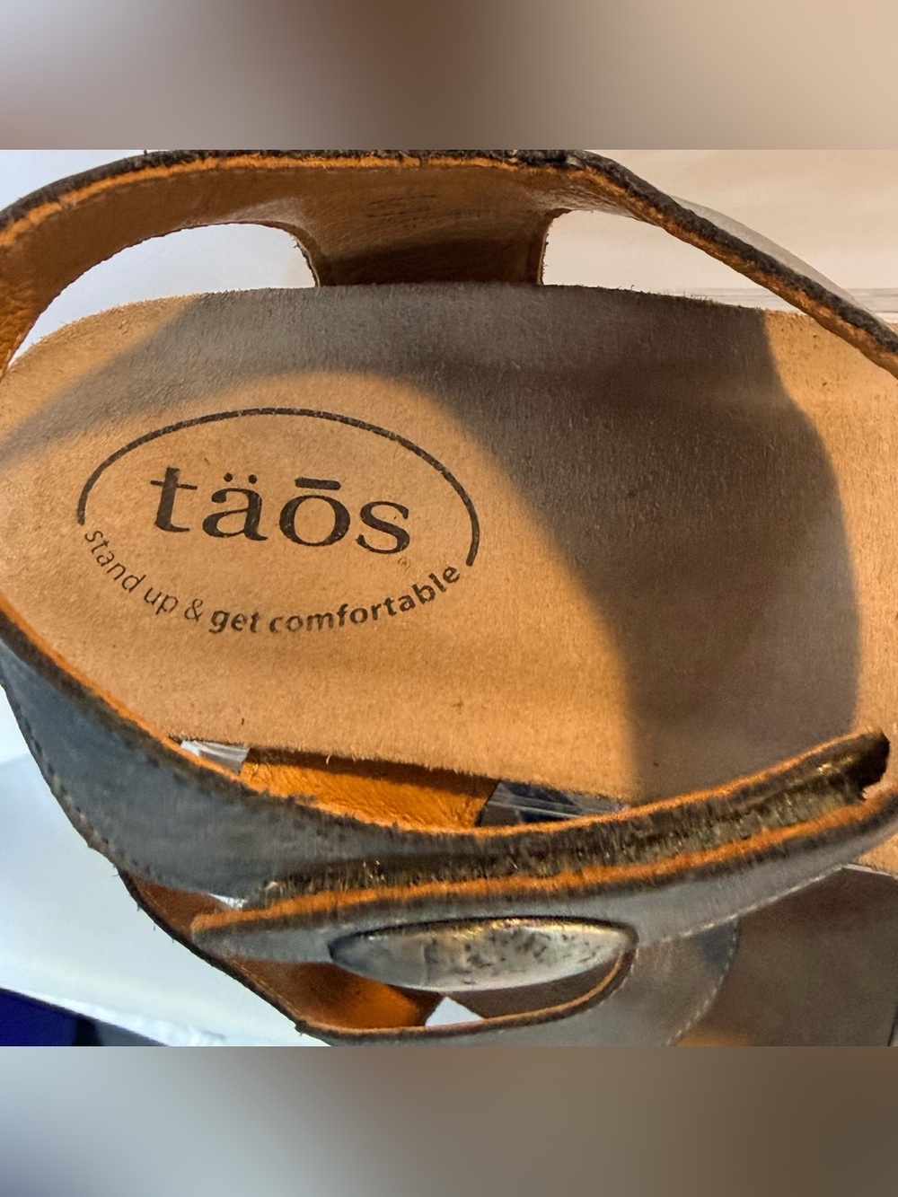 Taos Leather Wedge Sandals Gray Adjustable Comfort Sandals EU 38 US 7.5 - Picture 2 of 5